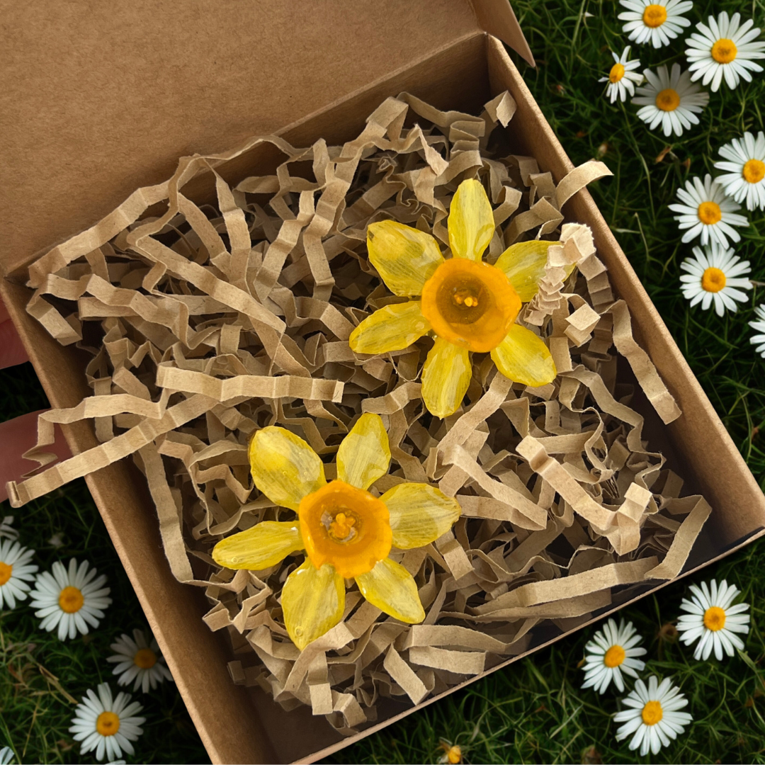 Słoneczny narcyz - kolczyki - Bratki