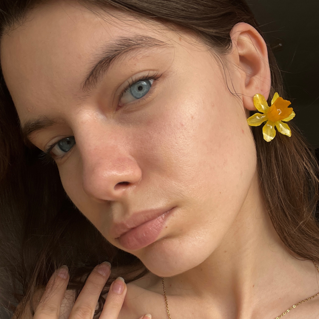 Słoneczny narcyz - kolczyki - Bratki